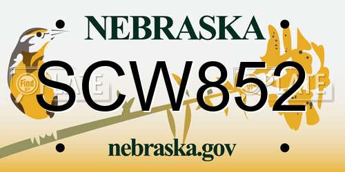 SCW852 Nebraska License Plate