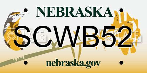 SCWB52 Nebraska License Plate