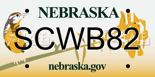 SCWB82 Nebraska License Plate