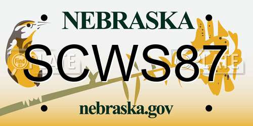 SCWS87 Nebraska License Plate