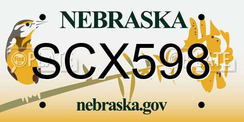 SCX598 Nebraska License Plate