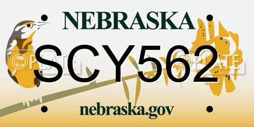 SCY562 Nebraska License Plate