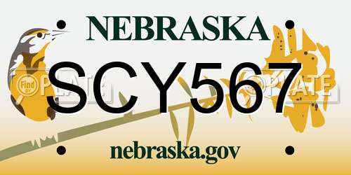 SCY567 Nebraska License Plate