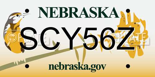 SCY56Z Nebraska License Plate