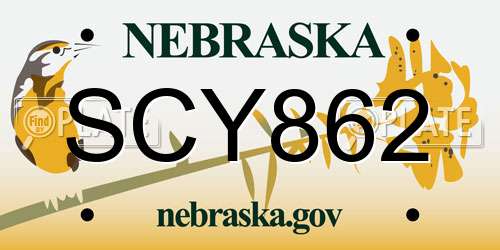 SCY862 Nebraska License Plate
