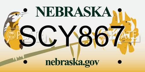 SCY867 Nebraska License Plate