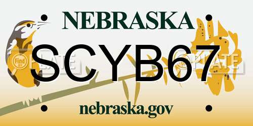 SCYB67 Nebraska License Plate
