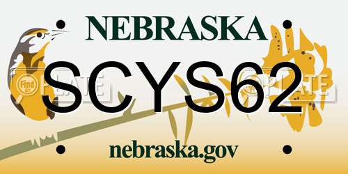 SCYS62 Nebraska License Plate
