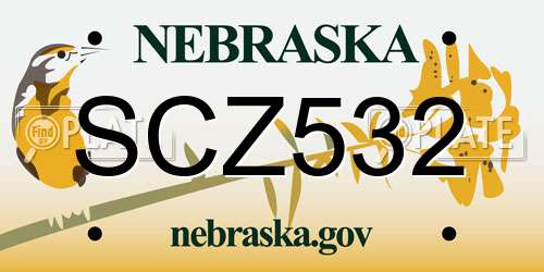 SCZ532 Nebraska License Plate