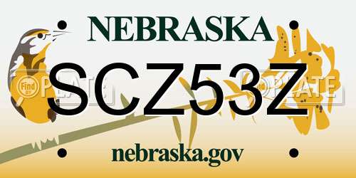 SCZ53Z Nebraska License Plate