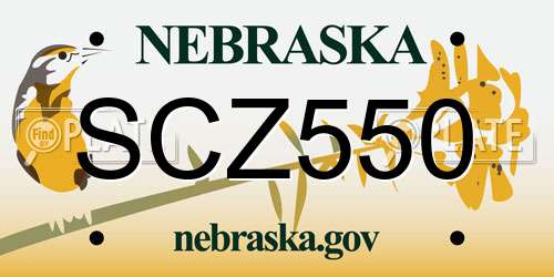 SCZ550 Nebraska License Plate