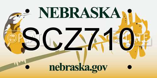 SCZ710 Nebraska License Plate