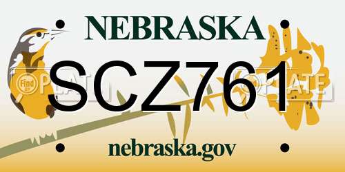 SCZ761 Nebraska License Plate
