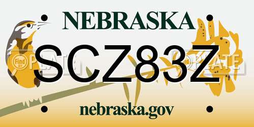 SCZ83Z Nebraska License Plate