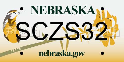 SCZS32 Nebraska License Plate