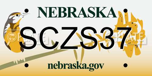 SCZS37 Nebraska License Plate