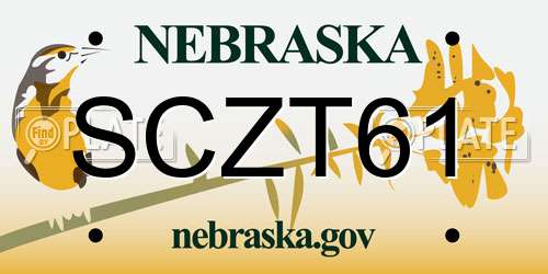 SCZT61 Nebraska License Plate