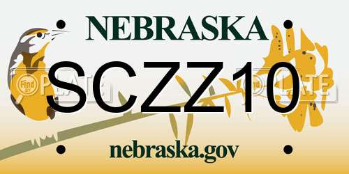 SCZZ10 Nebraska License Plate