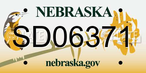 SD06371 Nebraska License Plate