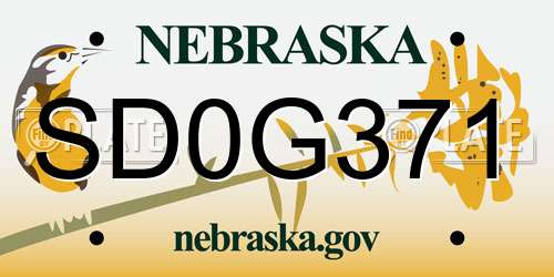 SD0G371 Nebraska License Plate