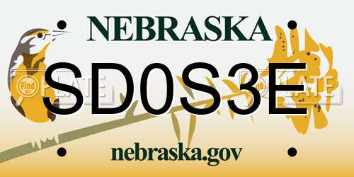 SD0S3E Nebraska License Plate