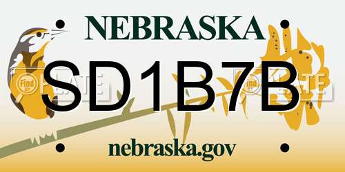 SD1B7B Nebraska License Plate