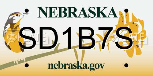 SD1B7S Nebraska License Plate