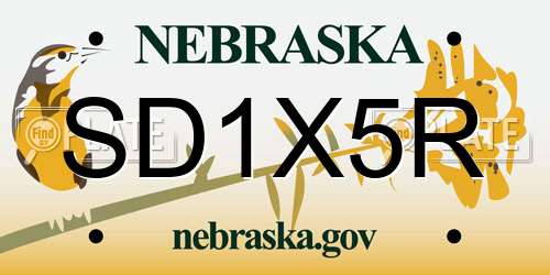SD1X5R Nebraska License Plate
