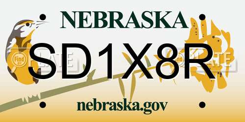 SD1X8R Nebraska License Plate