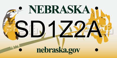 SD1Z2A Nebraska License Plate