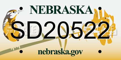 SD20522 Nebraska License Plate