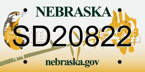 SD20822 Nebraska License Plate