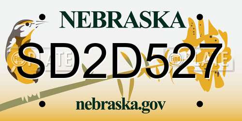 SD2D527 Nebraska License Plate