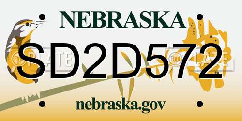 SD2D572 Nebraska License Plate
