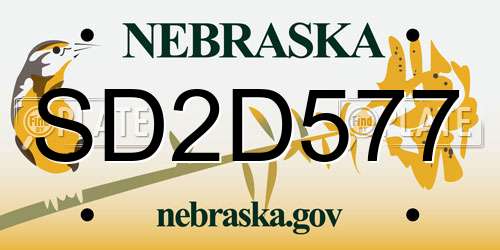 SD2D577 Nebraska License Plate