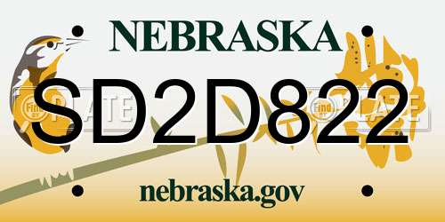 SD2D822 Nebraska License Plate