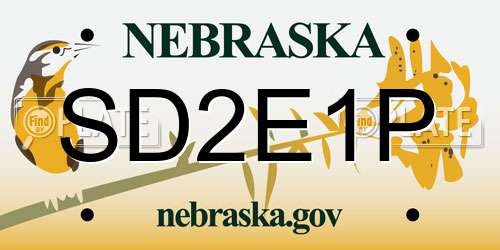 SD2E1P Nebraska License Plate