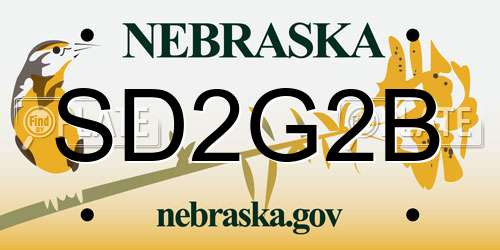 SD2G2B Nebraska License Plate