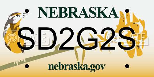 SD2G2S Nebraska License Plate