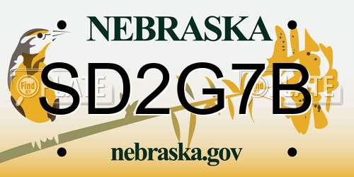 SD2G7B Nebraska License Plate