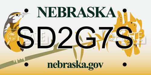 SD2G7S Nebraska License Plate