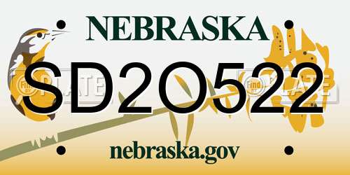 SD2O522 Nebraska License Plate