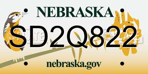 SD2Q822 Nebraska License Plate
