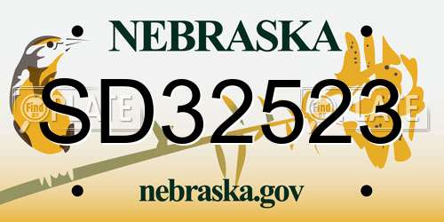 SD32523 Nebraska License Plate