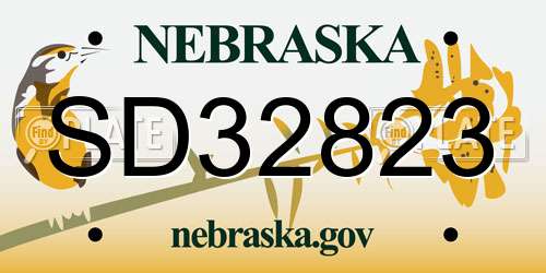 SD32823 Nebraska License Plate