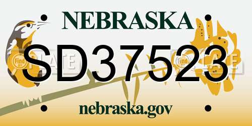 SD37523 Nebraska License Plate