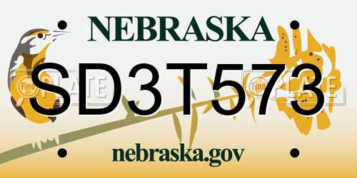 SD3T573 Nebraska License Plate
