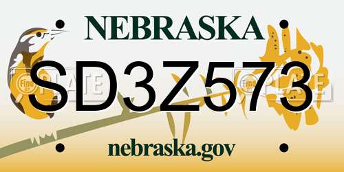 SD3Z573 Nebraska License Plate
