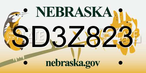 SD3Z823 Nebraska License Plate