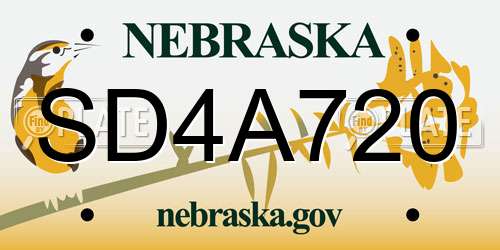 SD4A720 Nebraska License Plate